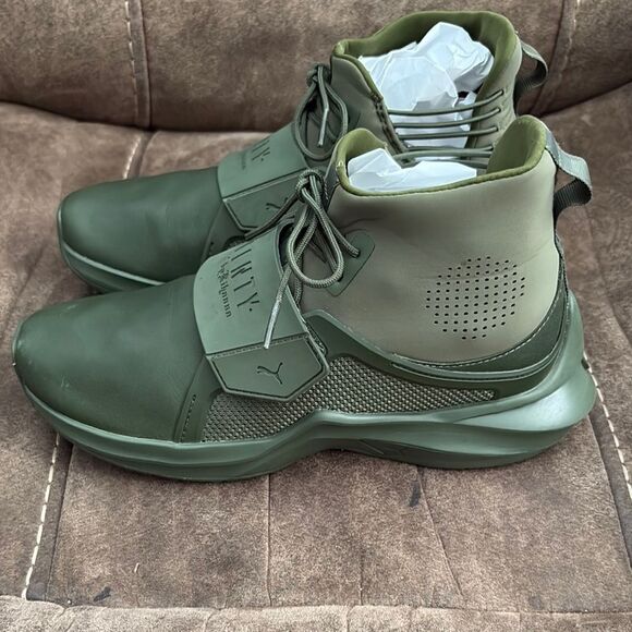 Puma Trainer Hi By Fenty x Rihanna Cypress Green Fashion Sneaker Woman’s Size 7 - Picture 3 of 8